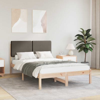 vidaXL - Bedframe - met - Gevoerde - Hoofdbord - Taupe - 120 - x - 190 - cm