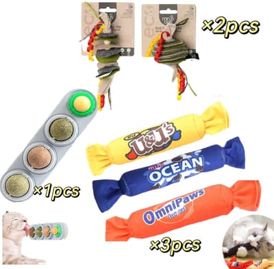 Kattenspeeltje- Catnip Kattenkruid Speeltje voor Katten -Kat mint speelgoed-Interactief speelgoed -Meerdere smaken Kat Mint Ball-6stuks