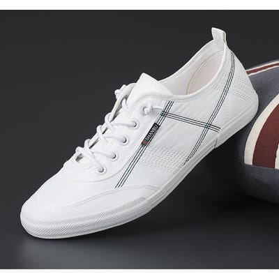 Heren Canvas Schoenen Ademende Lichtgewicht Schoenen Herenschoenen Casual Sneakers Loafers Instapschoenen 42 wit
