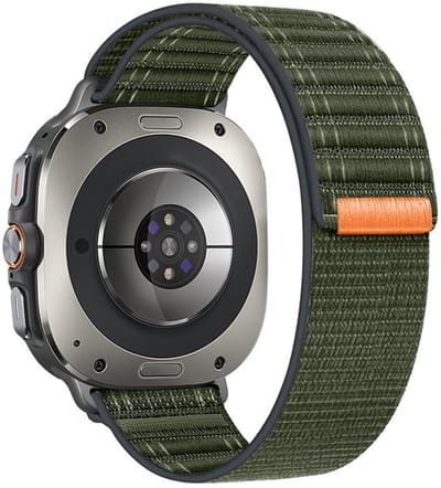 Nylon bandje - geschikt voor Samsung Galaxy Watch Ultra (47mm) / Ultra 2025 (47mm) - legergroen