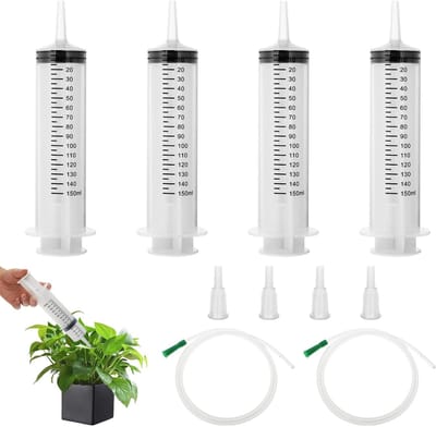 Jhubersproducts - Kunststof spuit - 150 ml - Herbruikbaar - 4 stuks - Wetenschappelijk gebruik - Perfect voor laboratoria - Grote kunststof spuiten