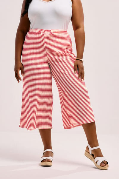 Yours Rode Gingham Getextureerde Midaxi Culottes Size 42