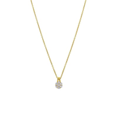 Lucardi Dames Zilveren goldplated ketting met hanger met zirkonia voor dames - Ketting - 925 Zilver - Goudkleurig - 45 cm