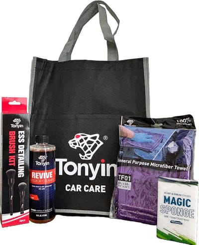 TONYIN | Auto interieur pakket | Borstelset | Interieur cleaner | Microvezel doek | Magic spons | Cadeautas | Cadeau | Sinterklaascadeau | Kerstcadeau | Surprise
