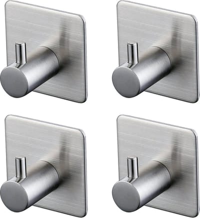 YONO Handdoekhaakjes Zelfklevend - Haakjes – Plakhaakjes - RVS – 4 Stuks – Zilver