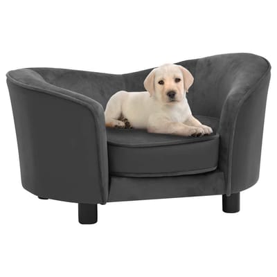vidaXL - Hondenbank - 69x49x40 - cm - pluche - en - kunstleer - donkergrijs