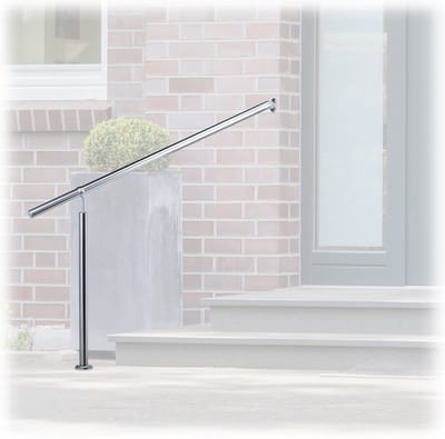 trapleuning - 150 x 80 cm - rvs - binnen - buiten - wandhouder - metalen pluggen - zilver