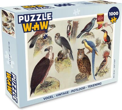 Puzzel Vogel - Vintage - Potlood - Tekening - Legpuzzel - Puzzel 1000 stukjes volwassenen