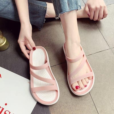 Antislip waterdichte sandalen vrouwelijke buitenkleding zomer strand schoenen open teen zachte onderkant slippers comfortabele jelly schoenen 38 roze