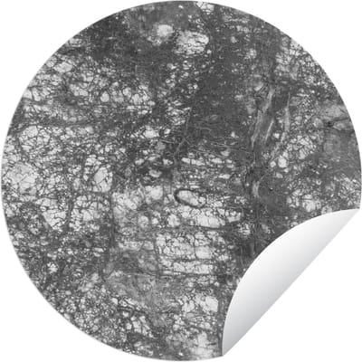 Tuincirkel Marmer - Zwart - Wit - Stenen - 60x60 cm - Ronde Tuinposter - Buiten
