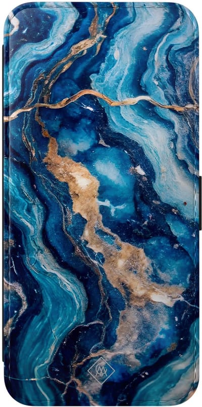 Casimoda® bookcase - Geschikt voor Samsung Galaxy A57 - Hoesje met pasjeshouder - Ocean Marble - Blauw - Kunstleer