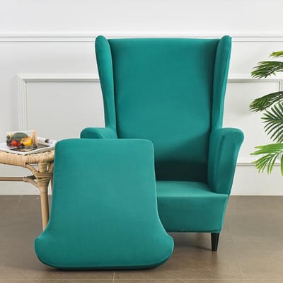 Fauteuilhoezen 2 stuks / Set Stretch Spandex Wingback Eetkamerstoelhoezen Bank Meubels Beschermhoes Effen Kleur Meubels Beschermhoes Universal groen
