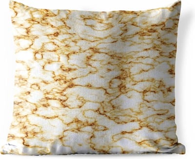 Sierkussen Buiten - Marmer - Wit - Bruin - 60x60 cm - Weerbestendig