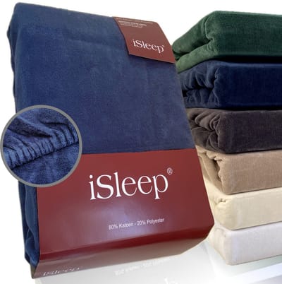 iSleep Hoeslaken Velours - Eenpersoons - 80/90x200 cm - Donker Blauw