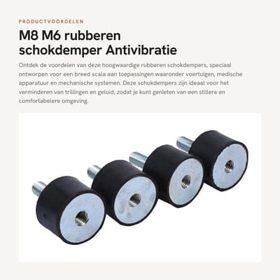 Dailygoods- Schokdemper Rubber - 4x M8/M6 Antivibratie - Montagebevestiging - Voertuig/Mechanische Apparatuur - Geschikt voor Luchtcompressoren/Dieselmotoren - 1-3 cm Foutmarge - Trillingsisolator