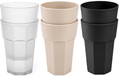 Plasticforte onbreekbare drinkglazen - 6x stuks - kunststof/plastic - mix van 3 kleuren - 520 ml - 13 cm