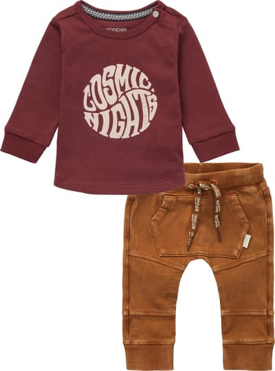 Noppies - Kledingset - Jongens - 2delig - Broek Hino Caramel Brown - Shirt Jaroslavi Andorra - Maat 62