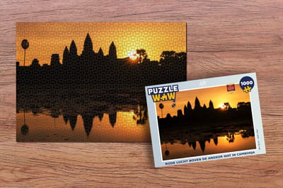 Puzzel Rode lucht boven de Angkor Wat in Cambodja - Legpuzzel - Puzzel 1000 stukjes volwassenen