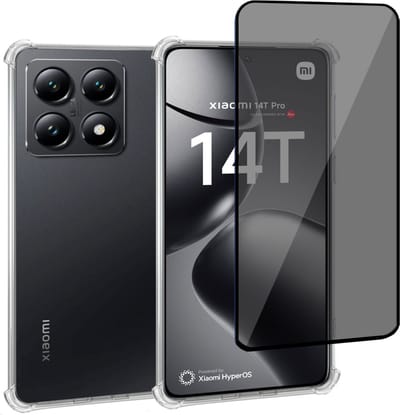 Geschikt voor Xiaomi 14T - Hoesje + Privacy Screenprotector – Privé - Gehard Glas Cover