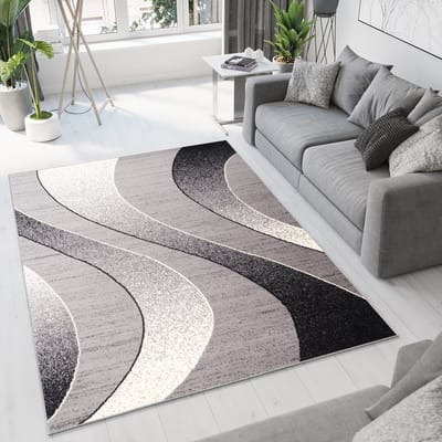 Tapiso Dream Vloerkleed Grijs Licht Modern Golven Woonkamer Tapijt Maat- 80x150