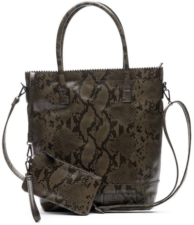Zebra Kartel met rits Shopper - Olijfgroen