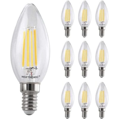 HOFTRONIC 10x E14 LED Filament - 4 Watt 470 lumen - 2700K warm wit licht - kleine fitting - Vervangt 40 Watt - C37 kaarslamp