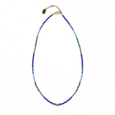 CO88 Collection 8CN-26333 Kralenketting met Miyuki Kralen - Blauw Tinten- 40+5cm - Goudkleurig Slot