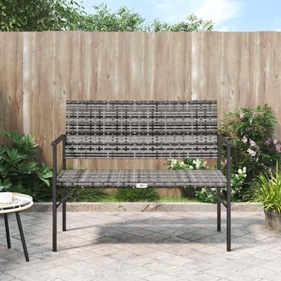 Tuinbank 2-zits - Buitenbank Zitbank - Ontspannen Buiten - Weerbestendig PE-rotan - 109 x 62 x 88 cm - Grijs