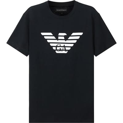 Emporio Armani T-shirt Homme Col Rond Manches Courtes Imprimé Lettres Logo Vert Foncé 8N1TN5-1JPZZ-0569 M black
