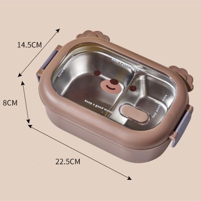 Roestvrijstalen Bento Lunchbox Kinderen School Bento Box Kinderen Verzegeld Schattig Draagbare Voedselcontainer Apart Verwarmbare Lunchbox gray
