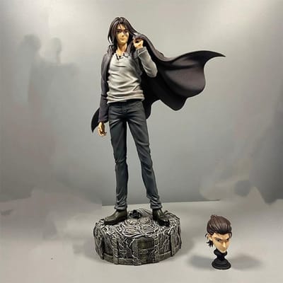 Attack On Titan Eren Yeager Dubbel Hoofd Beeldhouwwerk Gk Standbeeld Actiefiguur Desktop Decoratie Ontworpen Voor Anime Fans Jubileum Editie gray