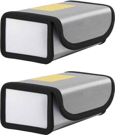 Lithium Batterij Tas - Veiligheidstas Opladen - Veilig Opbergen - Brandwerende Glasvezel - 185 x 75 x 60mm - Zwart