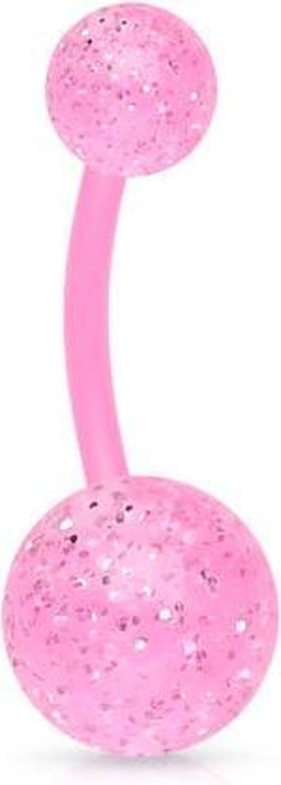 Piercing flexibele bio plast spikkel roze - LMPiercings
