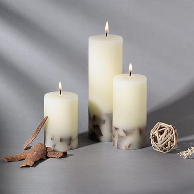 Set van 3 Grote Geurkaarsen met Marmeren Look voor Sfeervolle Decoratie