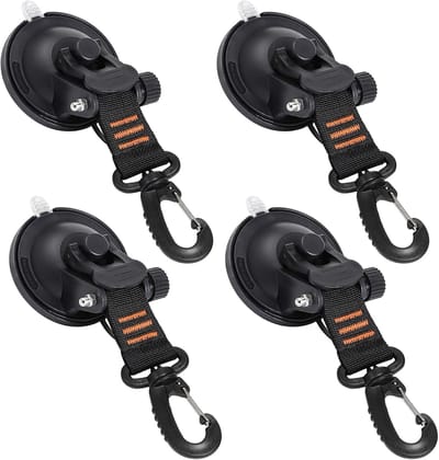 4-pack robuuste zuignaphaken - verbeterde set voor buiten, camper, caravan en boot - sterk en duurzaam voor glas en gladde oppervlakken - (oranje)