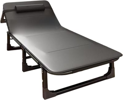 Campingbed Opvouwbaar - Vouwbed Gastenbed - Ontspannen Buiten - 4 Posities Verstelbaar - 190 x 68 x 28 cm - Zwart