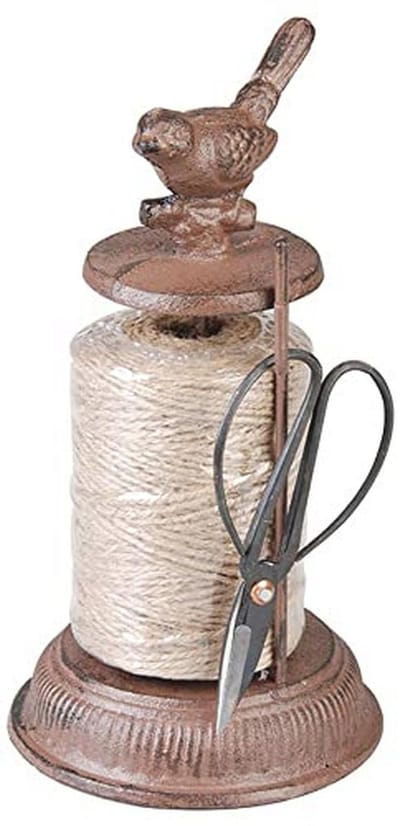 Gietijzeren schaar met touw - 23 x 12 x 12 cm - decoratieve garendispenser