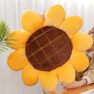 Zonnebloem Kussenbloemvormige Kussens Vloerkussen ZitkussenZitkussenLeuke Kamerdecoratie Pluche Kussen Voor Bed 40x40cm geel