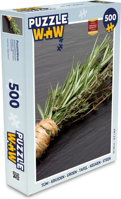 Puzzel Tijm - Kruiden - Groen - Tafel - Keuken - Steen - Legpuzzel - Puzzel 500 stukjes