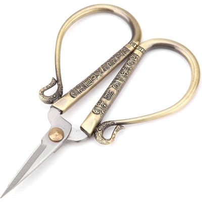 Ciseaux de point de croix en acier inoxydable, ciseaux de couture vintage, outil de broderie (Bronze) beige