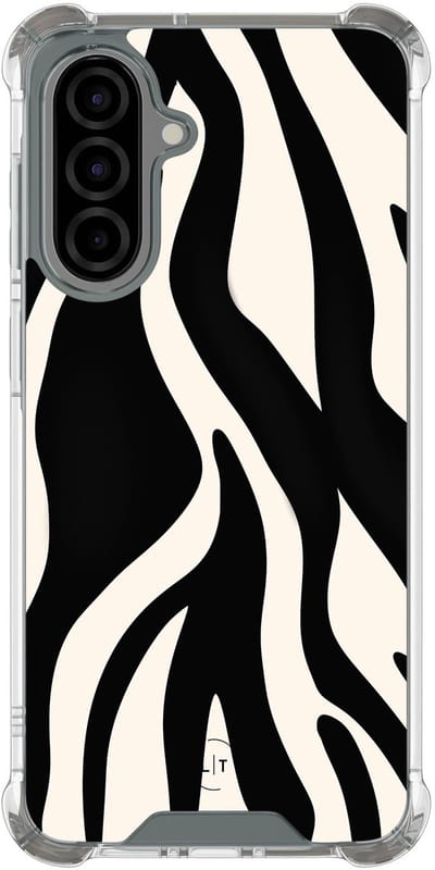 Shockproof hoesje - Geschikt voor Samsung Galaxy A56 - Zebra - Extra sterke case - TPU/polycarbonaat - Print / Illustratie - Zwart, Transparant
