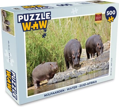 Puzzel Nijlpaarden - Water - Zuid-Afrika - Legpuzzel - Puzzel 500 stukjes