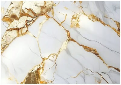 WALLARENA - Fotobehang - 150x105 cm - marmer goud met glamour voor slaapkamer en salon