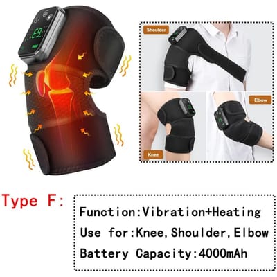 Elektrische Verwarmende Kniebeschermer met Vibratiemassage voor Beengewricht Elleboogondersteuning Schouderverwarming Automatische Temperatuurregeling Massager black