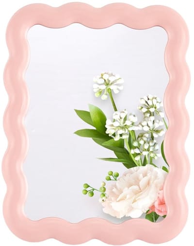 Dailygoods - Roze Golfvormige Make-up Spiegel Draagbaar en Opvouwbaar