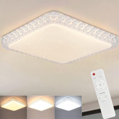 Glitzerlife - Plafondlamp Plafondverlichting - Sterrenhemel Design - Dimbare LED Kristal Lamp - CCT Met Afstandsbediening - Metaal En Kunststof - Ø30 Cm - Wit