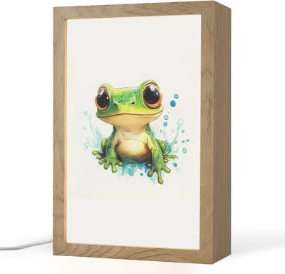 Nachtlampje 20x30 cm - Kinder lampje - Kikker - Groen - Water - Dieren - Tafellamp kinderkamer - Slaapkamer lamp - Bedlamp kinderen - Kinderlampje stopcontact - Wandlamp babykamer - Nachtlampjes