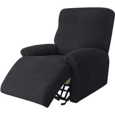 Housse de canapé inclinable élastique, housse en Jacquard, protection de canapé, garçon paresseux, fauteuil de détente, housses de canapé extensibles pour le salon 1 Seater black