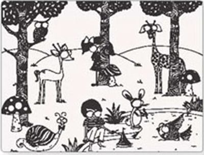 Modern Twist Mark Matz Placemat Day at the Pond Mat - Met 4 Stiften - 40 x 32 cm - Wit