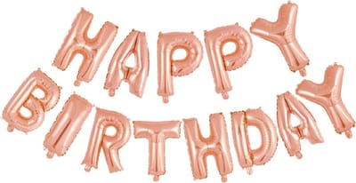 Folie Letter ballon 'Happy Birthday' Rosé Goudkleurig.